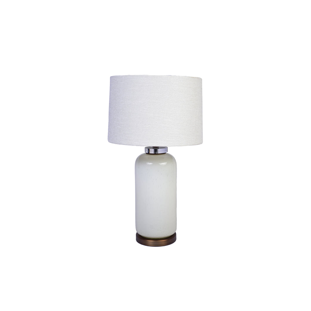 LAMPS-GLASS TABLE LAMP-METAL BASE C/W