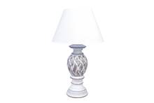 Load image into Gallery viewer, LAMPS-POLYRESIN LAMP WHITE/OAK C/W WHITE SHADE

