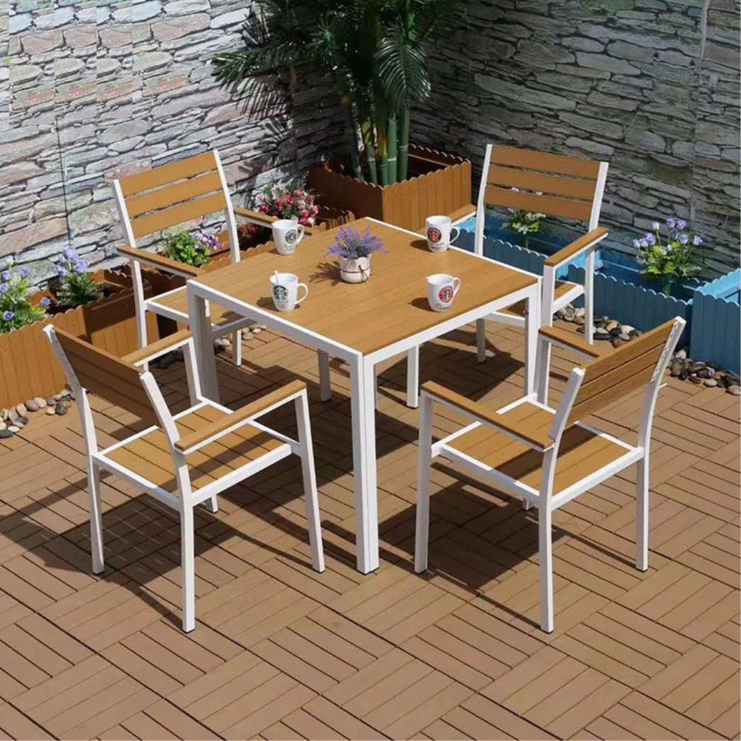 Baltic & Siena Outdoor Dining Set (white/oak)